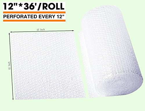 Packbabol Bubble Cushioning Wrap Rolls 2-Pack, 12 Inch X 72 Feet 3/16" Air Bubble, Bubble Moving Wrap For Packing, Moving Supplies, Small Business #TOP1