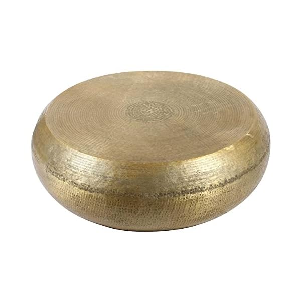 Casa Moro Orientalischer XXL Couchtisch Safaga Gold Ø 98cm mit Hammerschlag | Shisha Lounge Tisch rund aus Aluminium…