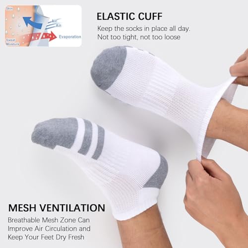 Heatuff 7 Pairs Mens Cushioned Ankle Socks Low Cut Athletic Breathable Comfort Casual Socks3