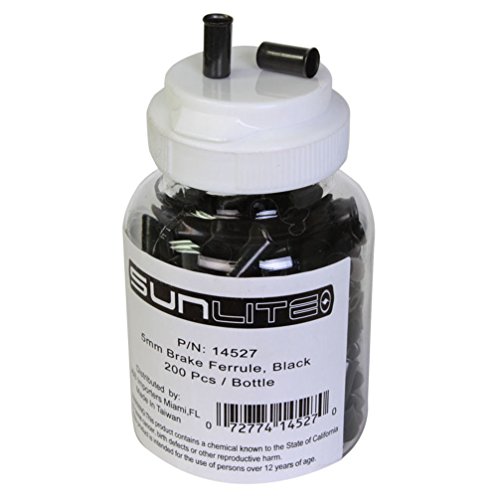 Sunlite Cable Ferrules, 5mm, Brake, Black, Bottle of 200