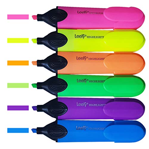 Highlighter Pens,Leery Assorted Pastel Colors Chisel Tip Marker Pens ,Drawing Pens for Office & Writing Supplies(6PCS)