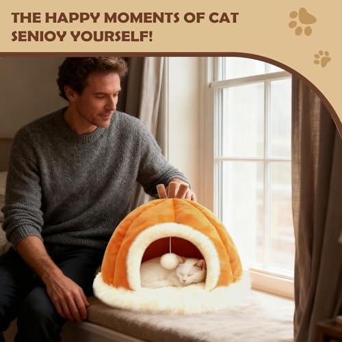Joiozcon ペット 猫 ハウス | ペット 家具 ボール おもちゃ 付き - 冬のペットハウス 猫犬用テント | 遊びと休息用 小型中型大型猫種 リビングルーム ベッドルーム ガレージ
