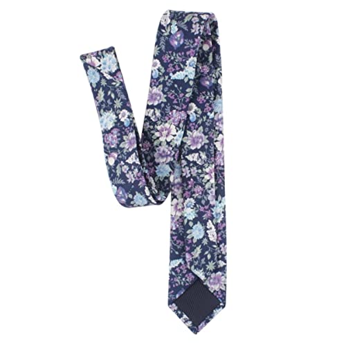 Image of Elfeves Men's Skinny Solid Color Tie Causal Cotton Linen Narrow Slim cut Necktie