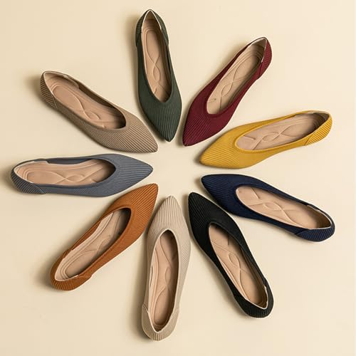 Knit Ballet Flats Pointed Toe Shoes for Womens Wide Width Dress Shoes Washable Flats Shoe for Women Dressy Work 5