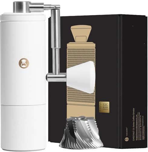 タイムモア TIMEMORE 栗子 C5 PRO 手挽きコーヒーミル 手動式 全金属製 S2C-042-III 42mm 特許臼刃搭載 0.031mm 精密目盛り粗さ調整可能 折りたたみハンドル 大容量豆容器 清掃簡単 省力設計 携帯用 パーオーバー・エスプレッソ・フレンチプレス対応 コーヒーグラインダー 一年保証 (C5 PRO-ホワイト)の商品画像（Amazon）