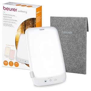 Beurer TL 35 Tageslichtlampe, Simulation von Tageslicht, mit 3 Farbtemperaturen für einen geregelten Tages-Nacht-Rhythmus, 10.000 Lux, Medizinprodukt, abnehmbarer Standfuß, mit Dimmer, Weiß