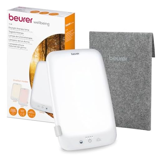 Beurer TL 35 Tageslichtlampe, Simulation von Tageslicht, mit 3 Farbtemperaturen für einen geregelten Tages-Nacht-Rhythmus, 10.000 Lux, Medizinprodukt, abnehmbarer Standfuß, mit Dimmer, Weiß
