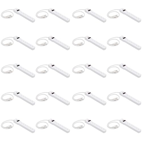 Image of Amazon Basics 6-Outlet Surge Protector Power Strip with 200J Protection, Circuit Breaker, 2ft Extension Cord, White, 20-Pack