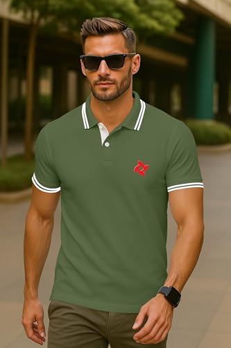 Image of Dagcros Classic Men's Polo T-Shirt with White Trim, Short Sleeve for Mens
