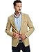 Pishon Men's Slim Fit Suits Casual One Button Flap Pockets Solid Blazer Jacket, Khaki, Tag Size 3XL=US Size M