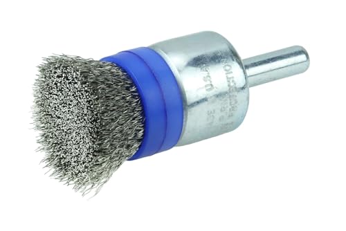 Image of Weiler 11112 0.006 inch Wire Size, 302 Stainless Steel Bristles, Banded, Solid End, Stem-Mounted Crimped Wire End Brush, Made in The USA (Pack of 10)