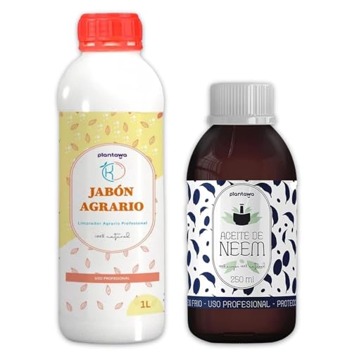 PLANTAWA Pack Savon Potassique 1L + Huile de Neem 250ml | Ingrédients à Base d’Eau pour Préparations Maison | Produits Naturels à Diluer | Sans Parfum ni Additifs, Marron
