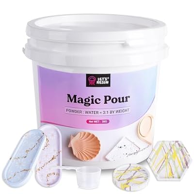 LET'S RESIN Resin Casting Powders 3000g, Fast Cured Casting Resin Kit for Beginners,20~30 Minutes De-Mold, Water Activated Plaster Powder Kit for Molds, Easy Mixing & Self Leveling