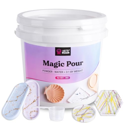 LET'S RESIN Resin Casting Powders 3000g, Fast Cured Casting Resin Kit for Beginners,20~30 Minutes De-Mold, Water Activated Plaster Powder Kit for Molds, Easy Mixing & Self Leveling