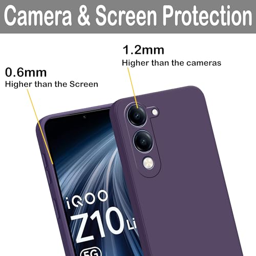 Image of amazon basics Back Cover for Vivo T4 Lite /iQOO Z10 Lite 5G | Ultra Slim Soft Rubberised Case | Matte Silicone Flexible Mobile Case | Camera Protection - Purple