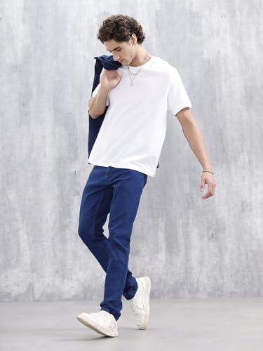 Image of WROGN Men's Cotton Stretch Jeans | Solid | Slim Fit | Mid Rise