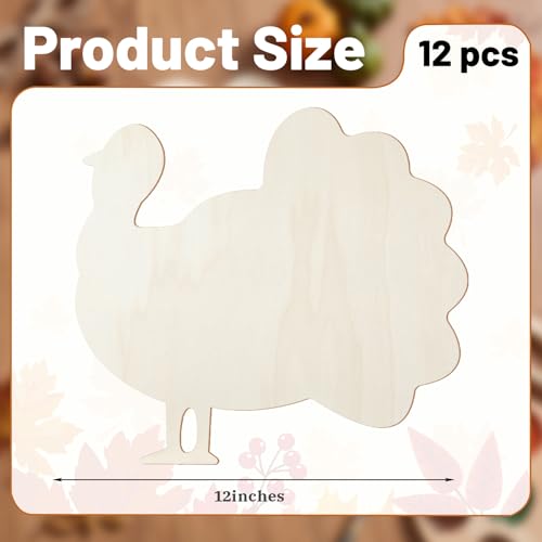 Anglechic 12 Pack Unfinished Wooden Turkey for Crafts 12 Inch Blank Cutouts by Anglechic - Used condition - Image 2