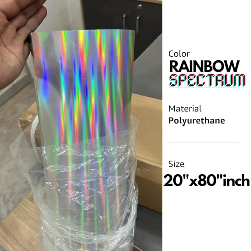 Image of Rainbow Spectrum HTV Vinyl Rolls | Heat Transfer Vinyl | 20inch x 80inch | PU for Shirts | Metallic Finish | Soft Touch | Iron on Vinyl for Cricut & Cameo | Easy to Cut & Weed for HTV Design