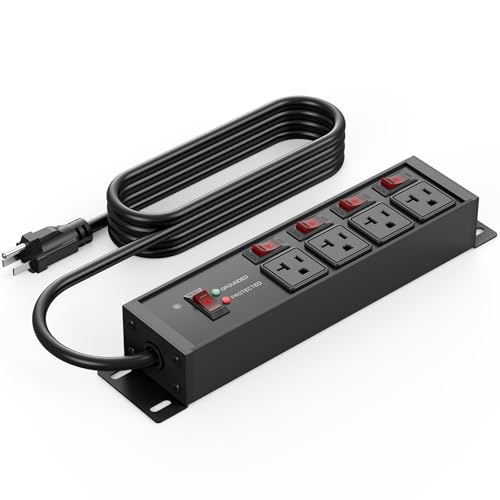 CCCEI Heavy Duty Surge Protector Power Strip 20 Amp Individual Switches. 6FT 12 Gauge Extension Cord with...