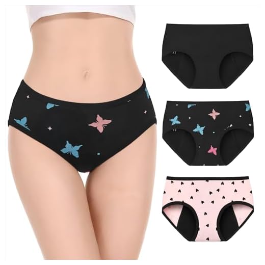 Soleurfe Bragas Menstruales Niña 12-14 Años Flujo Abundante Braga Menstrual Algodon Ropa Interior Reutilizables Braguitas 3 Pack