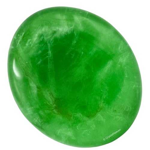 Image of Crystal Heaven Certified Green Fluorite Crystal Palm Pebbles Stones For Anxiety Stress Relief Massage Aaa Grade Original Healing Gemstone Agate Palm Stone For Yoga Meditation Spiritual Reiki Feng Shui