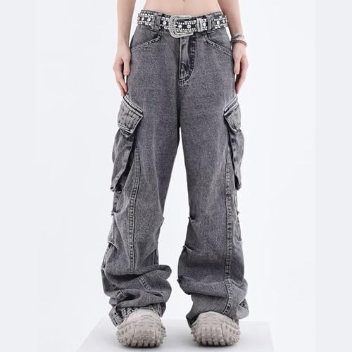 Y2K Jeans Men's Hip Hop Vintage Washed Old Jeans Brother Extra Large Pocket Loose Wide Leg Pants2