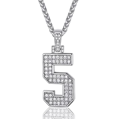 Number 5 Chains For Men Diamond Number Pendant Gold Plated Graduation Gifts #TOP12