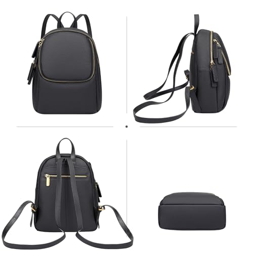 Image of Over Earth Genuine Leather Backpack for Women Small Daypack Purse Casual Fashion Backpacks(O218E Black)