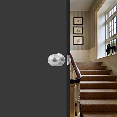 Comfhouse Round Ball Satin Nickel Passage Door Knob, Keyless Interior Door Knob In Stainless Steel For Hallway, Non-Locking Indoor Door Knob For Hallway Door Knob,1 Pack #TOP5