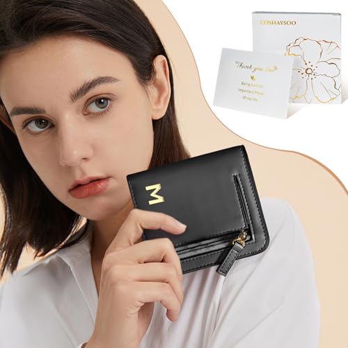 Image of COSHASYOO Womens Initial Letter RFID Small Wallets Monogram Slim Thin Ladies Wallet Travel Credit Card Cash Coin Holder, Women Fashion Accessories Daily Use Outfits Essentials Cool Gifts Black Z