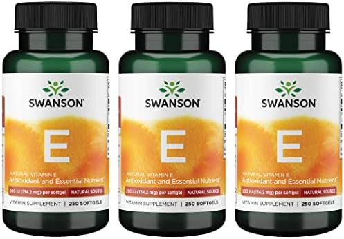 Swanson Natural Vitamin E - Natural Supplement Supporting Heart Health & Tissue Protection - Essential Nutrient Promoting Overall Health & Wellness 200 Iu (134.2 Milligrams) 250 Sgels (3 Pack)