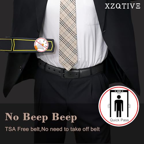 XZQTIVE TSA Belt For Men Metal Free Dress Belts Hypoallergenic Leather Belt With Black Buckle Nickle Free4