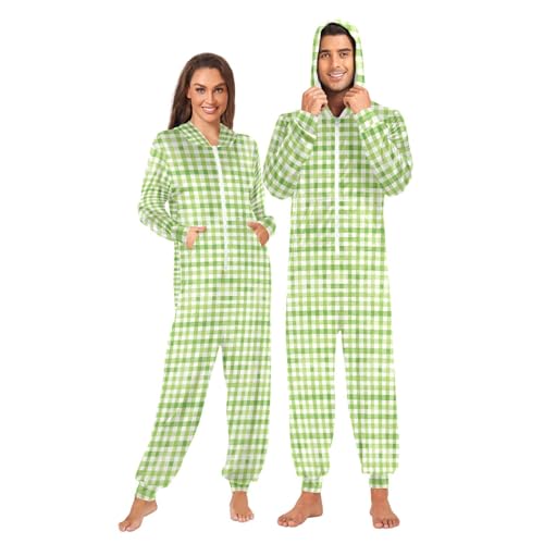 Green Plaid Adult Unisex 1 Piecing Pajama Matching Halloween Costumes3