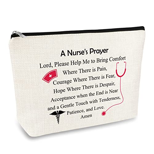 Nurse Prayer Gifts Nurses Makeup Bag Nurse Student Graduation Gift Religious Gifts for Women Cosmetic Bag Inspirational Gifts for Nurse RN Christmas Birthday Nurse Week Gift Travel Toiletry Pouch