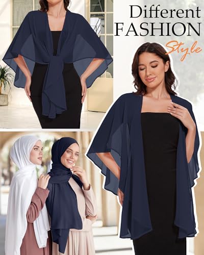 Image of Shawls and Wraps for Evening Dresses Womens Chiffon Scarf Sheer Cover Up