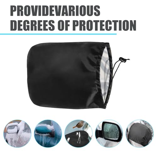 Image of Side Mirror Covers, Car Side Mirror Rain Guard, 12.9 inch x 10.6 inch Winter Windshield Covers, Winter Car Covers for Snow and Ice, Universal for Most Cars (Black #2 PCS)
