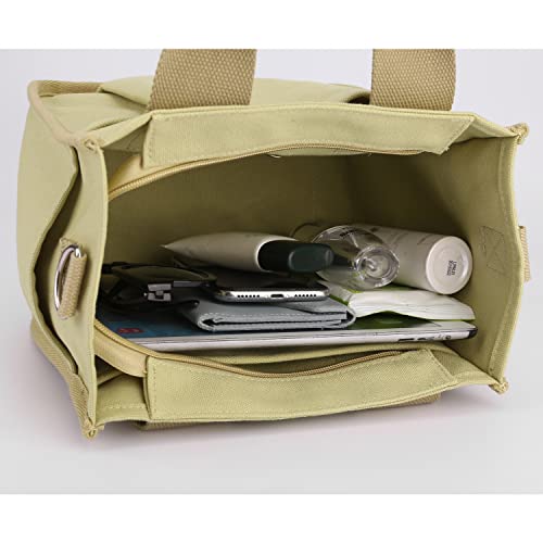 Small Canvas Tote Bag with Pockets for Women, Cute Mini Crossbody Shoulder Bags, Casual Satchel Purse Hobo Messenger Handbag3