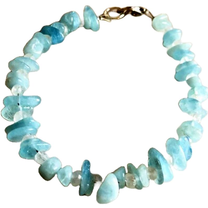 Bracelet aigue-marine et pierre de lune, le cadeau idéal en perles brutes et plaqué or