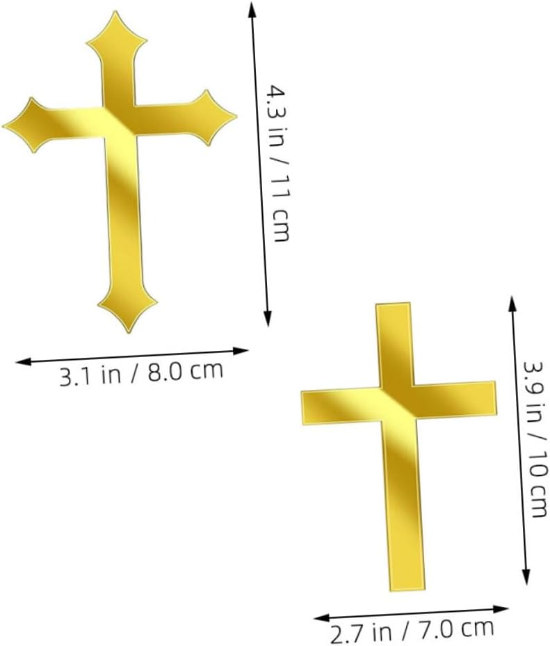 20pcs Gold Cross Cake Toppers Set with Mirror Acrylic Finish, Non-edible Decorative Picks for Baptism, Christening, Shower, Wedding and Birthday Party Cake Decorations