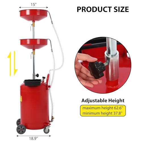 image for GAOMON 20 Gallon Oil Drain Tank, Fluid Fuel Transfer Tank, Portable Oi