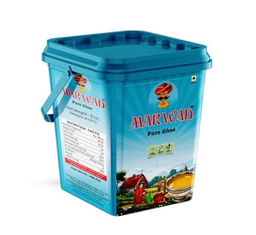 Image of Marwad Desi Cow Ghee 5 Litre Plastic Pack | Pure and Healthy Curd Churning Bilona Method | Grassfed, Cultured, Premium & Traditional Ghee with Village Taste and Good For Health