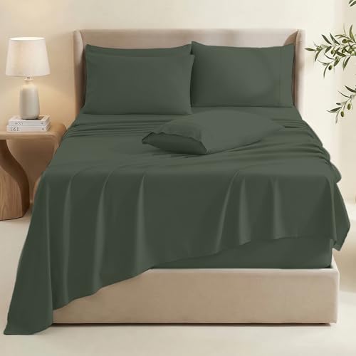 Image of Hearth & Harbor Bed Sheets, Luxury Soft 6 Piece Bed Sheet Set Extra Deep Pocket Fitted Sheets Fits Mattress up to 21 inch, Double Brushed Bedding Sheets & Pillowcases,