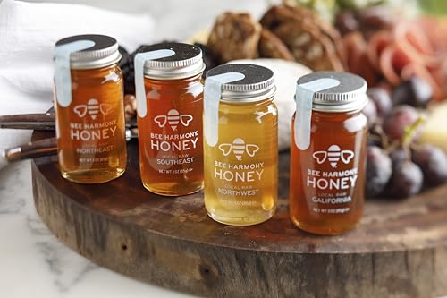 Bee Harmony Coast-to-Coast Honey Flight, Mini Honey Gift Set, 4 Jars, 3 OZ Each, Premium, Raw, Made in the USA - Image 6