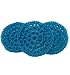 Handmade Crochet Round Scrubbers - Turquoise - Flat - Double Nylon Yarn - Set of 3 - Reusable - Sponge - Scouring Pad - Household Helper