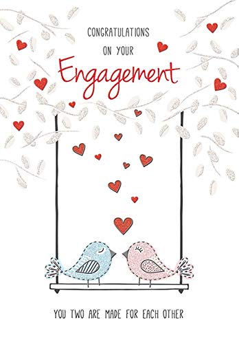 Piccadilly Greetings Modern Engagement Card Engagement - 7 x 5 inches,white red pink blue