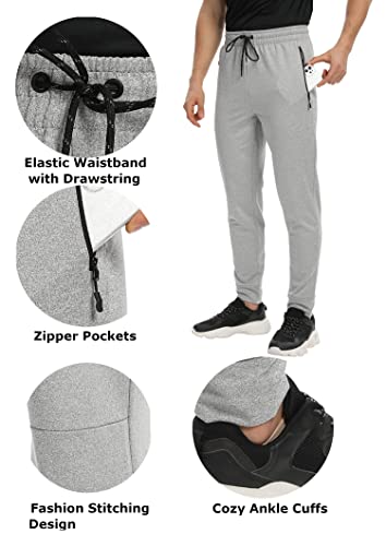 Men's Jogger Sweatpants with Zipper Pockets Track Joggers Workout Gym Sweat Pants for Men(1/2 /3Pack)2