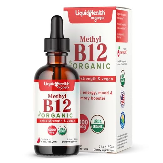 LIQUIDHEALTH Methyl Vitamin B12 Organic Liquid Pure Drops, Methylcobalamin Energy Boost, Focus Improve Memory, Natural Metabolism Vegan Safe Sublingual Hydroxocobalamin
