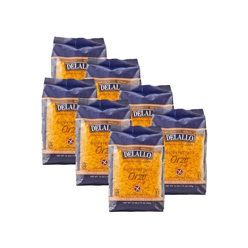 DeLallo Gluten Free Orzo Pasta, 12 oz Bag, (7 Pack),
