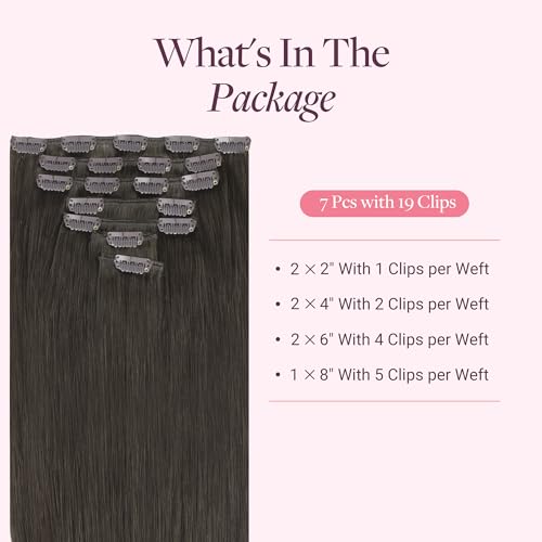 Image of GOO GOO Clip in Hair Extensions Real Human Hair Brown Remy Extensions