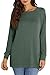NILOUFO Womens Long Sleeve T Shirts Casual Blouses Trendy Tops Side Split Tunics(Green, Large)